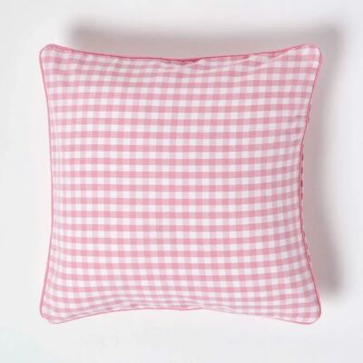 Homescapes Cotton Gingham Check Pink Cushion Cover - Cushion Cover Homescapes Cotton Gingham Check Pink Cushion Cover - Cushion Cover