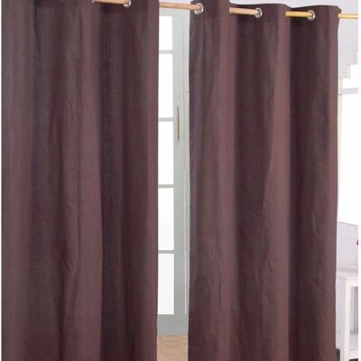 Homescapes Brown Cotton Eyelet Curtain Pair - Curtain Homescapes Brown Cotton Eyelet Curtain Pair - Curtain