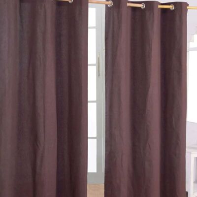Homescapes Brown Cotton Eyelet Curtain - Curtains Homescapes Brown Cotton Eyelet Curtain - Curtains