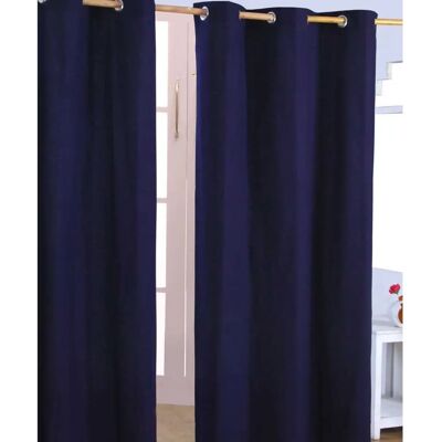 Homescapes Navy Blue Cotton Eyelet Curtains - Ready Made, 117x137cm Homescapes Navy Blue Cotton Eyelet Curtains - Ready Made, 117x137cm