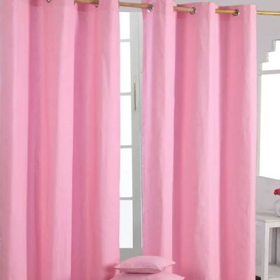Homescapes Pink Cotton Eyelet Curtains - Curtain Type Homescapes Pink Cotton Eyelet Curtains - Curtain Type