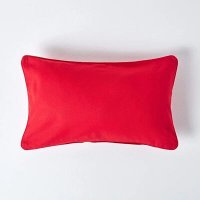 Homescapes Cotton Plain Red Rectangular Cushion Cover - Cushion Type Homescapes Cotton Plain Red Rectangular Cushion Cover - Cushion Type