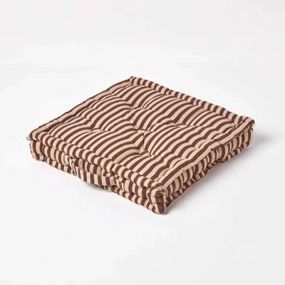 Homescapes Coussin de Sol en Coton Marron Beige Rayures - Coussin de Sol - Publicité Homescapes Coussin de Sol en Coton Marron Beige Rayures - Coussin de Sol - Publicité