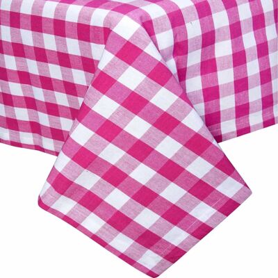 Homescapes Pink Block Check Cotton Gingham Tablecloth - Tablecloth Homescapes Pink Block Check Cotton Gingham Tablecloth - Tablecloth