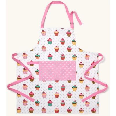 Homescapes Cotton Cupcake Pink Blue Unisex Apron - Apron Homescapes Cotton Cupcake Pink Blue Unisex Apron - Apron