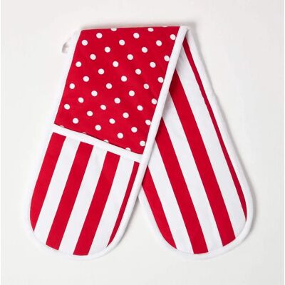 Homescapes Red Polka Dot Cotton Oven Glove - Oven Glove Homescapes Red Polka Dot Cotton Oven Glove - Oven Glove