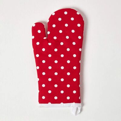 Homescapes Red Polk Dot Cotton Oven Glove - Oven Glove Homescapes Red Polk Dot Cotton Oven Glove - Oven Glove