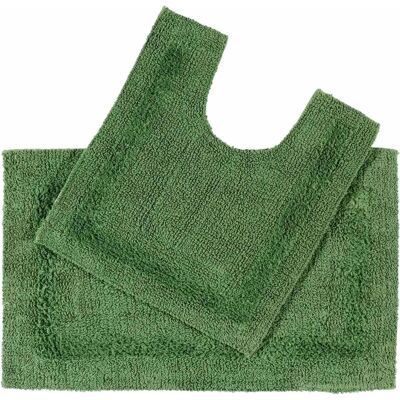 Homescapes Bottle Green Luxury Two Piece Cotton Bath Mat Set - Bath Mat Set Homescapes Bottle Green Luxury Two Piece Cotton Bath Mat Set - Bath Mat Set
