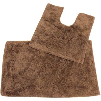 Homescapes Brown Cotton Bath Mat Set - Bath Mat Set Homescapes Brown Cotton Bath Mat Set - Bath Mat Set
