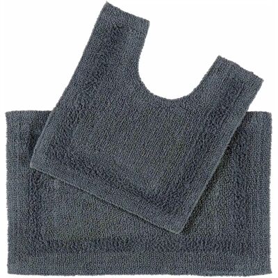 Homescapes Grey Cotton Bath Mat Set - Bath Mat Set Homescapes Grey Cotton Bath Mat Set - Bath Mat Set