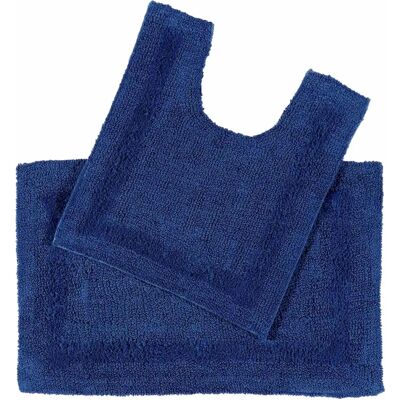 Homescapes Navy Blue Cotton Bath Mat Set - Bath Mat Set Homescapes Navy Blue Cotton Bath Mat Set - Bath Mat Set