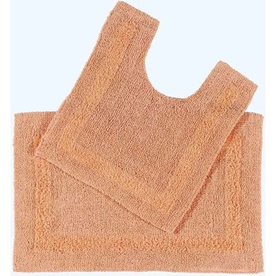 Homescapes Peach Luxury Two Piece Bath Mat Set - Bath Mat Set Homescapes Peach Luxury Two Piece Bath Mat Set - Bath Mat Set