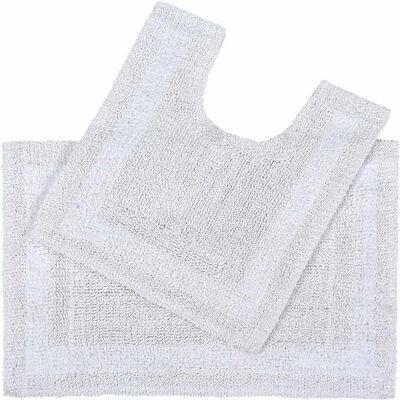 Homescapes White Luxury Two Piece Cotton Bath Mat Set - Bath Mat Set Homescapes White Luxury Two Piece Cotton Bath Mat Set - Bath Mat Set