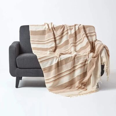 Homescapes Morocco Beige Throw - Cotton, 255x360cm Homescapes Morocco Beige Throw - Cotton, 255x360cm
