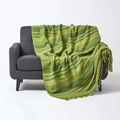 Homescapes Green Cotton Morocco Striped Throw - Throw Blanket Homescapes Green Cotton Morocco Striped Throw - Throw Blanket
