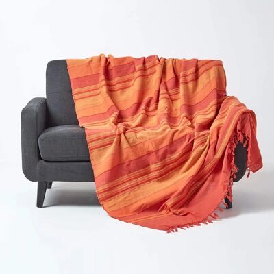 Homescapes Cotton Morocco Striped Terracotta Throw - Throw Homescapes Cotton Morocco Striped Terracotta Throw - Throw