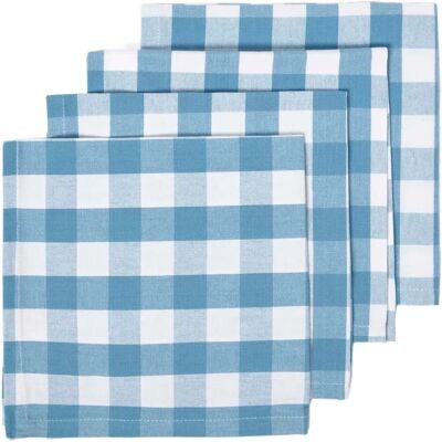 Homescapes Blue Block Check Cotton Gingham Napkins - Napkins Homescapes Blue Block Check Cotton Gingham Napkins - Napkins