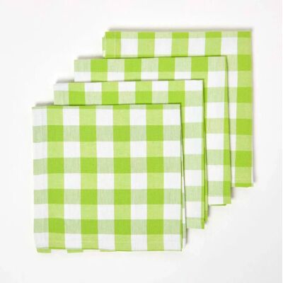 Homescapes Green Check Cotton Gingham Napkins - Napkins Homescapes Green Check Cotton Gingham Napkins - Napkins