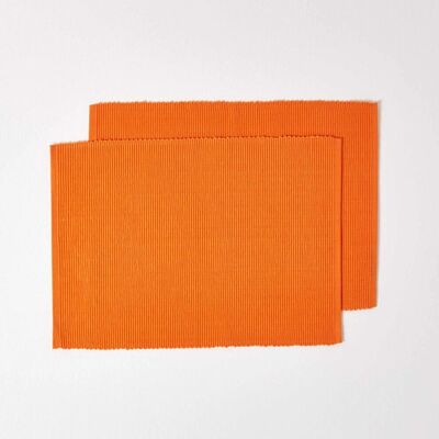 Homescapes Homescapes Pack of 2 Orange Cotton Placemats - Placemats Homescapes Homescapes Pack of 2 Orange Cotton Placemats - Placemats