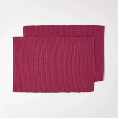 Homescapes Plum Cotton Placemats - Placemats Homescapes Plum Cotton Placemats - Placemats