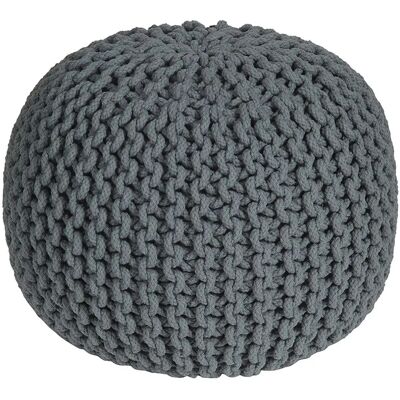 Homescapes Dunkelgrauer Baumwoll-Knitted Pouffe - Fußhocker Homescapes Dunkelgrauer Baumwoll-Knitted Pouffe - Fußhocker
