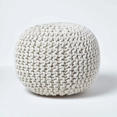Homescapes Pouffe en Coton Tricoté Naturel - 35x40 cm - Unisexe - Publicité Homescapes Pouffe en Coton Tricoté Naturel - 35x40 cm - Unisexe - Publicité