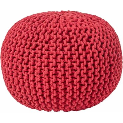 Homescapes Pouffe en coton rouge tricoté - Pouffe - Publicité Homescapes Pouffe en coton rouge tricoté - Pouffe - Publicité