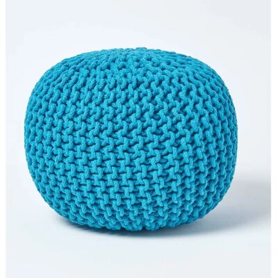 Homescapes Pouffe en Coton Tricoté Bleu Bleu-Vert - Pouf - Publicité Homescapes Pouffe en Coton Tricoté Bleu Bleu-Vert - Pouf - Publicité