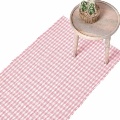 Tapis à carreaux Gingham en coton Homescapes - Publicité Tapis à carreaux Gingham en coton Homescapes - Publicité