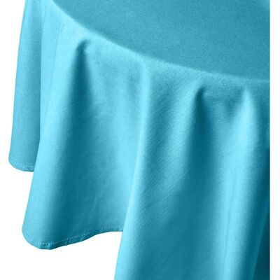 Homescapes 178 cm Round Blue Cotton Tablecloth - Tablecloth Homescapes 178 cm Round Blue Cotton Tablecloth - Tablecloth