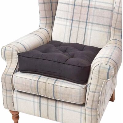 Homescapes Black Faux Suede Armchair Booster Cushion - Supportive, 50x50cm Homescapes Black Faux Suede Armchair Booster Cushion - Supportive, 50x50cm