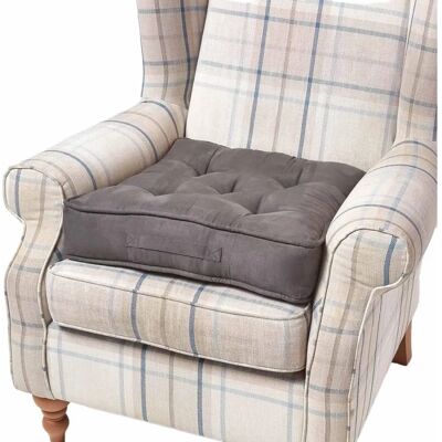 Homescapes Grey Faux Suede Armchair Booster Cushion - Armchair Support Homescapes Grey Faux Suede Armchair Booster Cushion - Armchair Support