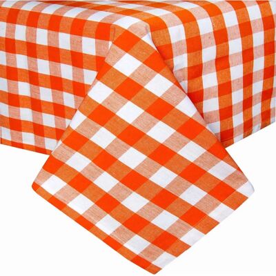 Homescapes Orange Block Check Cotton Gingham Tablecloth - Tablecloth Homescapes Orange Block Check Cotton Gingham Tablecloth - Tablecloth