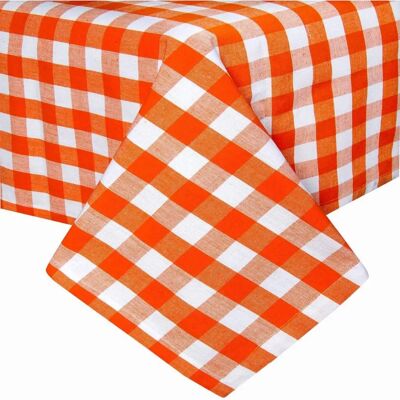Homescapes Orange Block Check Cotton Gingham Tablecloth - Tablecloth Homescapes Orange Block Check Cotton Gingham Tablecloth - Tablecloth