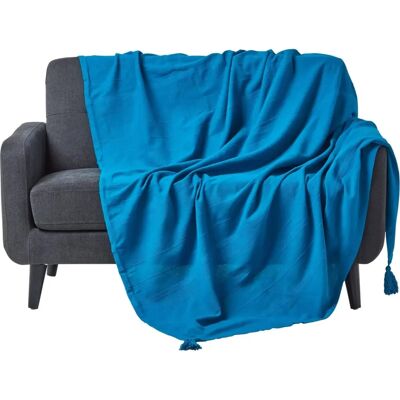 Homescapes Cotton Rajput Ribbed Throw - Bedspread/Sofa Throw, Teal, 225x255cm Homescapes Cotton Rajput Ribbed Throw - Bedspread/Sofa Throw, Teal, 225x255cm