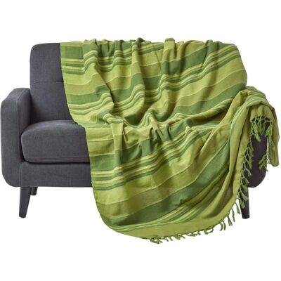 Homescapes Green Cotton Morocco Striped Throw - Throw Homescapes Green Cotton Morocco Striped Throw - Throw