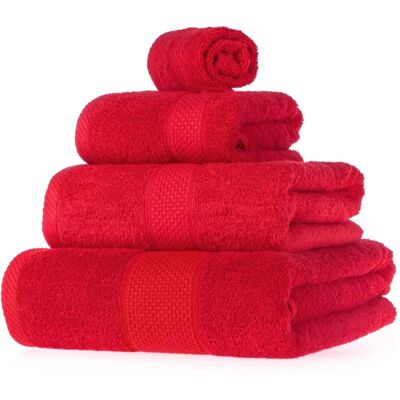 Homescapes Red 4 Piece Set Turkish Cotton - Towel Set Homescapes Red 4 Piece Set Turkish Cotton - Towel Set