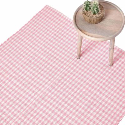 Homescapes Rosa Baumwolle Gingham Karo Teppich - Teppich Homescapes Rosa Baumwolle Gingham Karo Teppich - Teppich