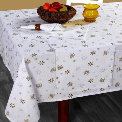 Homescapes Snowflake Christmas Tablecloth - White 137x178cm Homescapes Snowflake Christmas Tablecloth - White 137x178cm