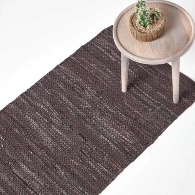Homescapes Denver Leder Geflochtener Flur Läufer - Teppich Homescapes Denver Leder Geflochtener Flur Läufer - Teppich