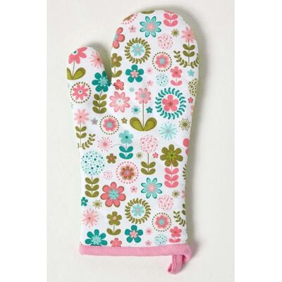 Homescapes Retro Flower Cotton Oven Glove - Oven Glove Homescapes Retro Flower Cotton Oven Glove - Oven Glove