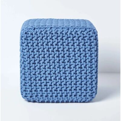Homescapes Blue Cube Footstool - Footstool Homescapes Blue Cube Footstool - Footstool