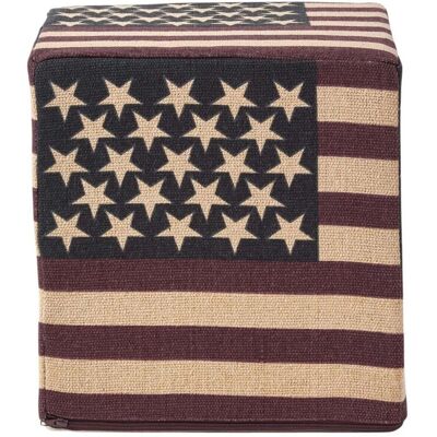 Homescapes USA Flag Vintage Baumwoll-Quadrat-Hocker - Pouffe Homescapes USA Flag Vintage Baumwoll-Quadrat-Hocker - Pouffe
