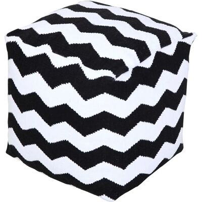 Homescapes Model - Square Chevron Footstool - Black and White Homescapes Model - Square Chevron Footstool - Black and White