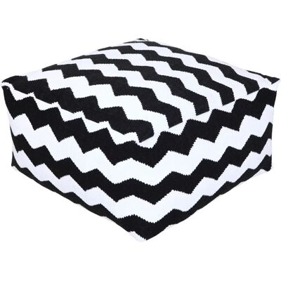 Homescapes Schwarz-Weiß Chevron Hocker - Fußhocker Homescapes Schwarz-Weiß Chevron Hocker - Fußhocker