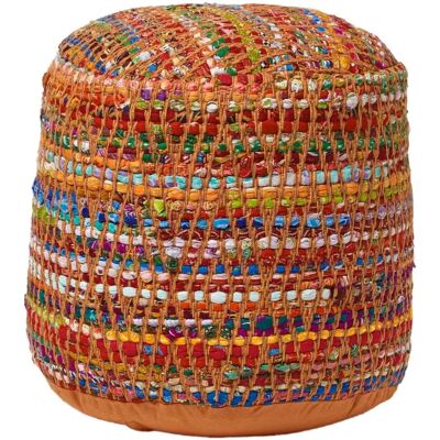 Homescapes Mehrfarbiger Chindi Design Rundsitzhocker - Pouffe Homescapes Mehrfarbiger Chindi Design Rundsitzhocker - Pouffe
