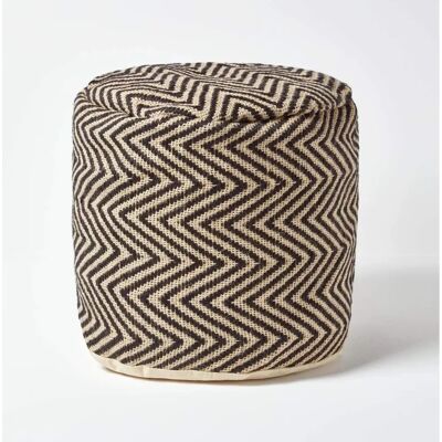 Homescapes 45x40cm Schwarze und Creme Chevron Muster Runder Pouffe Homescapes 45x40cm Schwarze und Creme Chevron Muster Runder Pouffe