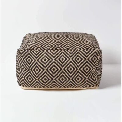 Homescapes Schwarz und Cremekubus Fußhocker mit Aztekenmuster Homescapes Schwarz und Cremekubus Fußhocker mit Aztekenmuster
