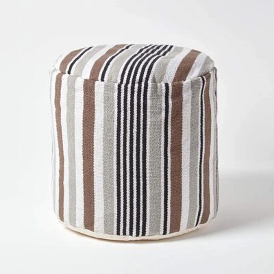 Homescapes Grau Schwarz Weiß Gestreifter Pouffe - Fußhocker Homescapes Grau Schwarz Weiß Gestreifter Pouffe - Fußhocker