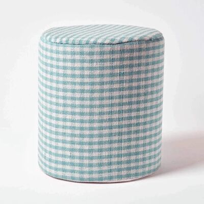 Homescapes Blue Gingham Check Round Pouffe - Pouffe Homescapes Blue Gingham Check Round Pouffe - Pouffe